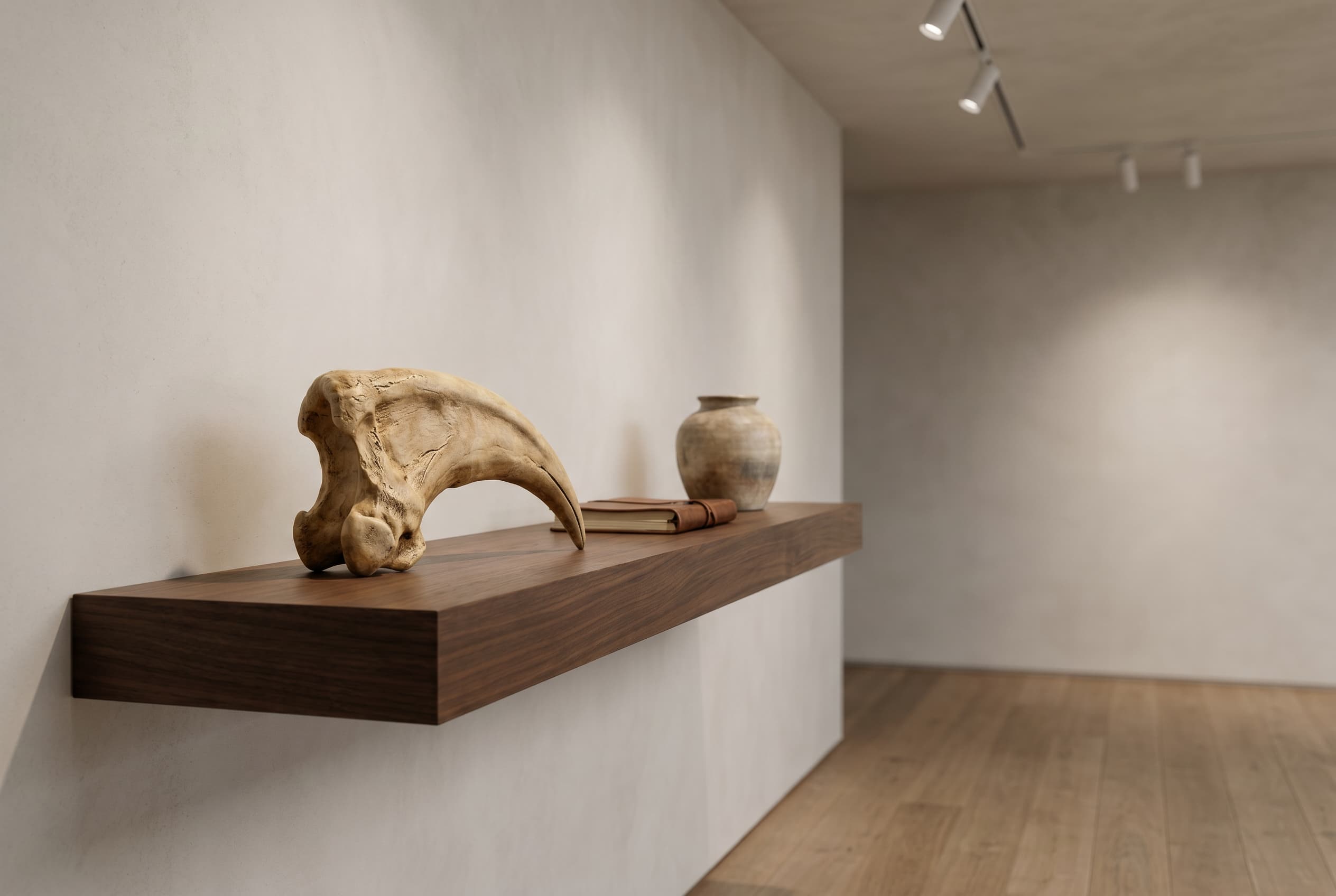 Allosaurus Claw — staged render in a staged setting
