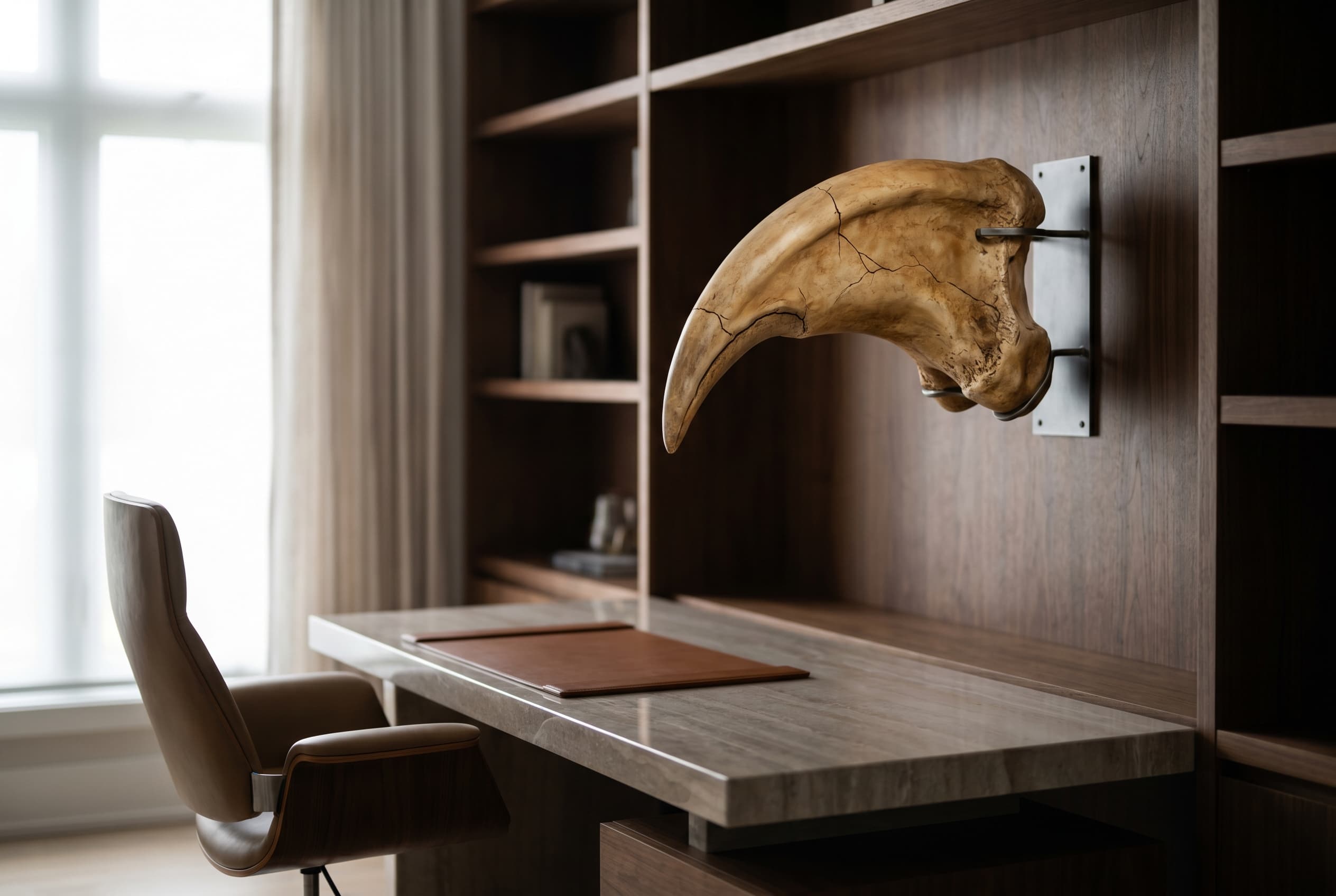 Allosaurus Claw — staged render in a staged setting