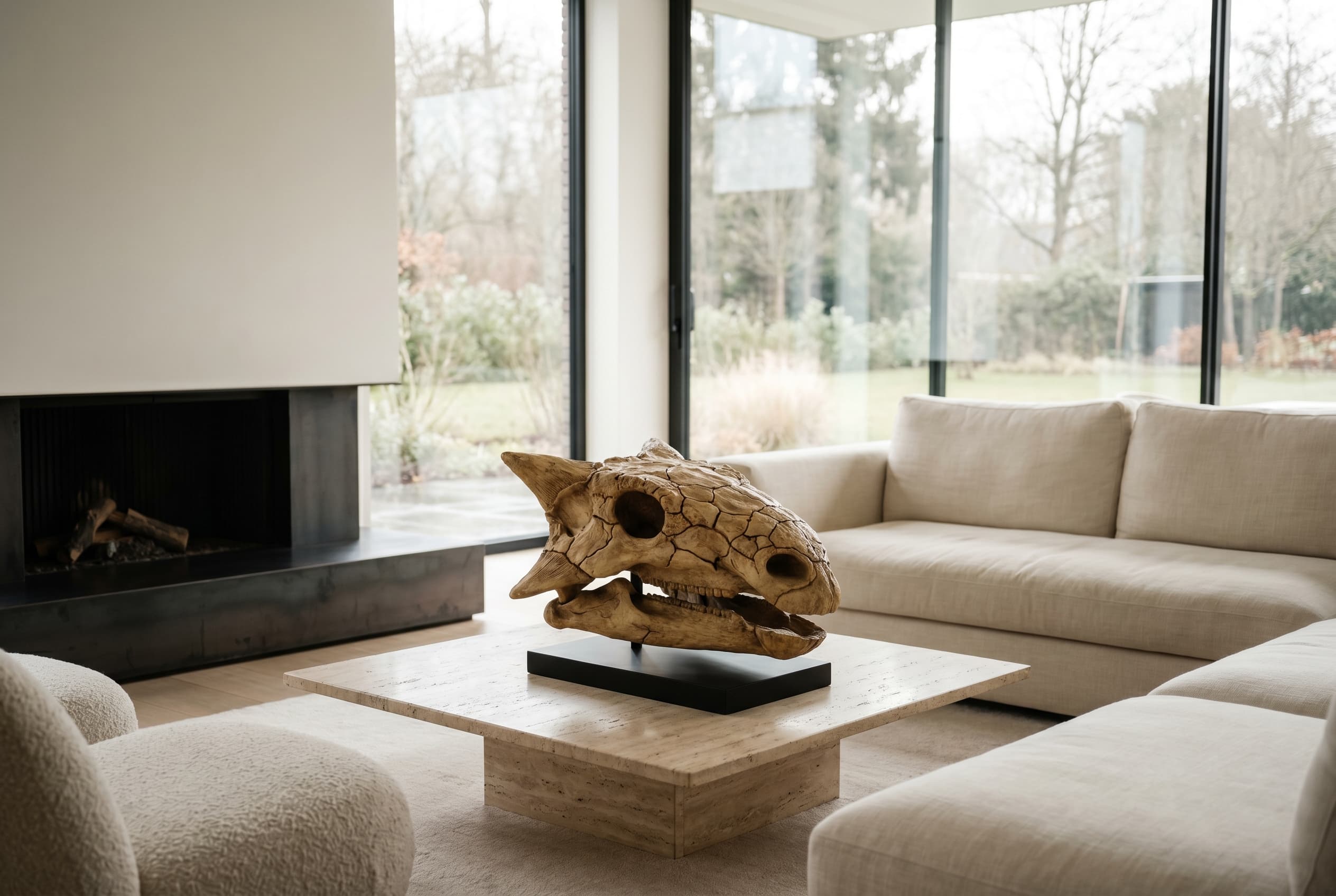 Ankylosaurus Skull — staged render in a staged setting