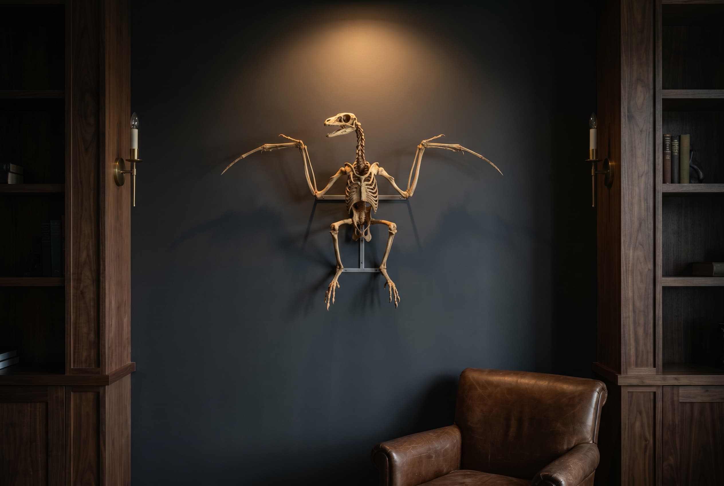 Archaeopteryx Full Skeleton — staged render in a staged setting