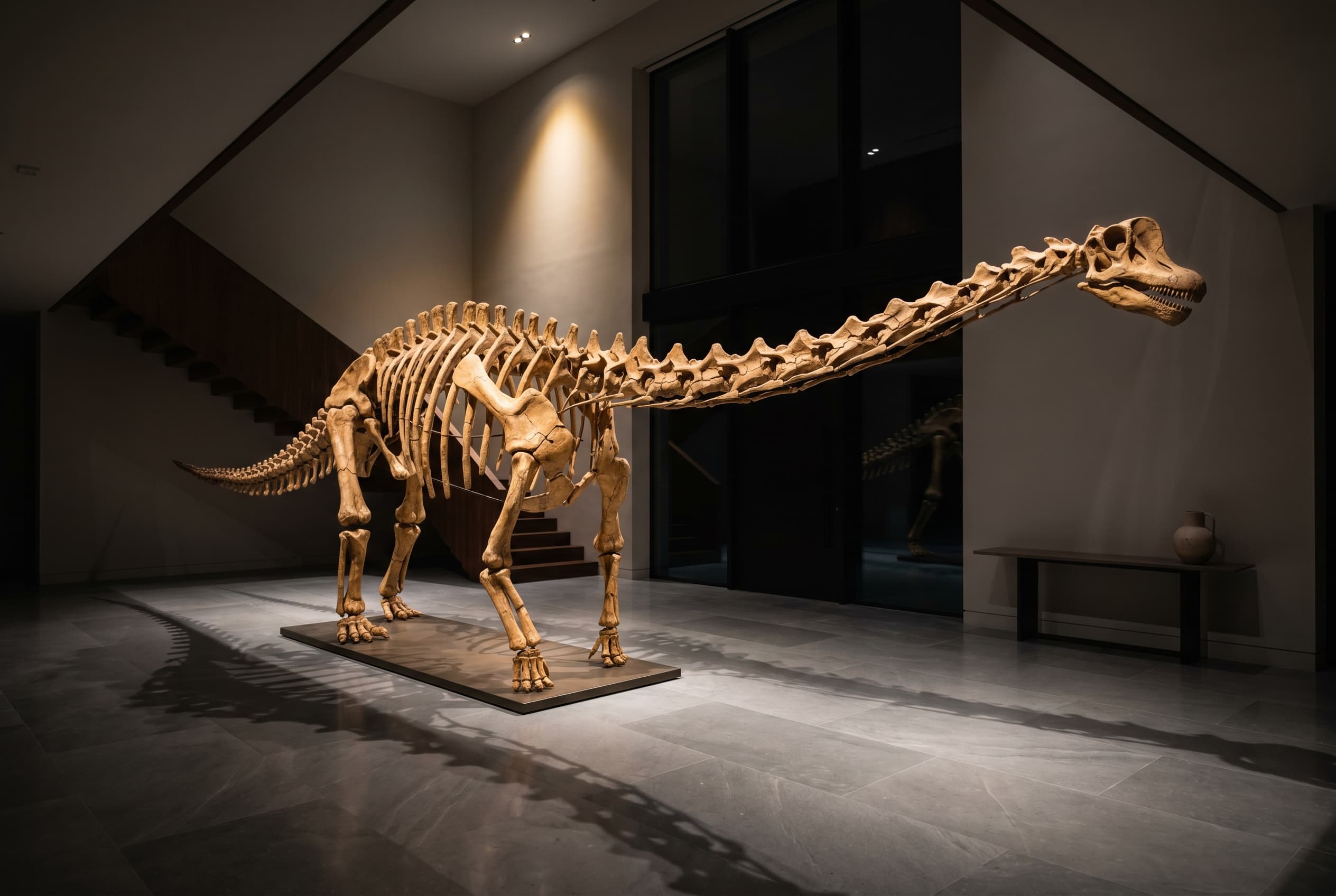 Brachiosaurus Full Skeleton — staged render in a staged setting