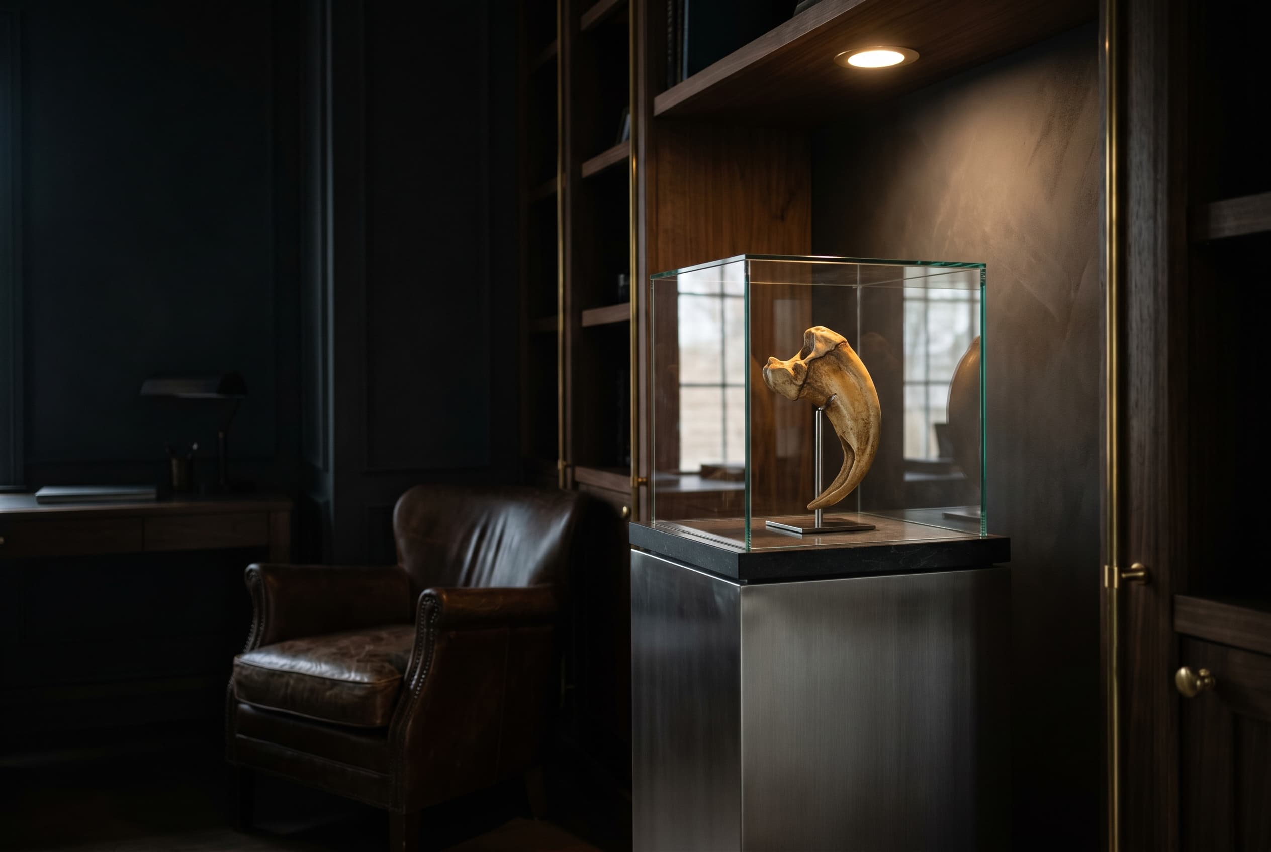 Deinonychus Claw — staged render in a staged setting