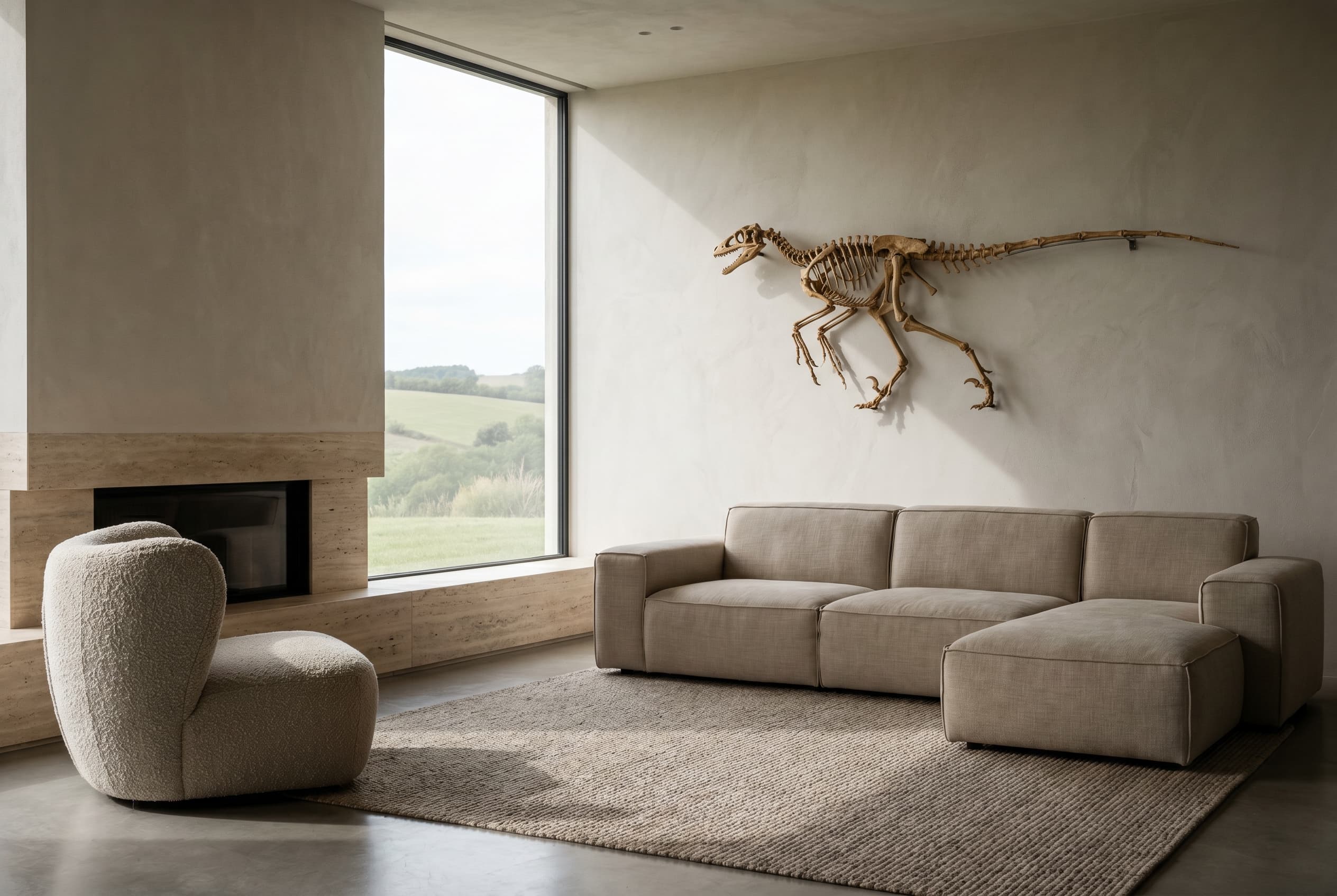 Microraptor Full Skeleton — staged render in a staged setting