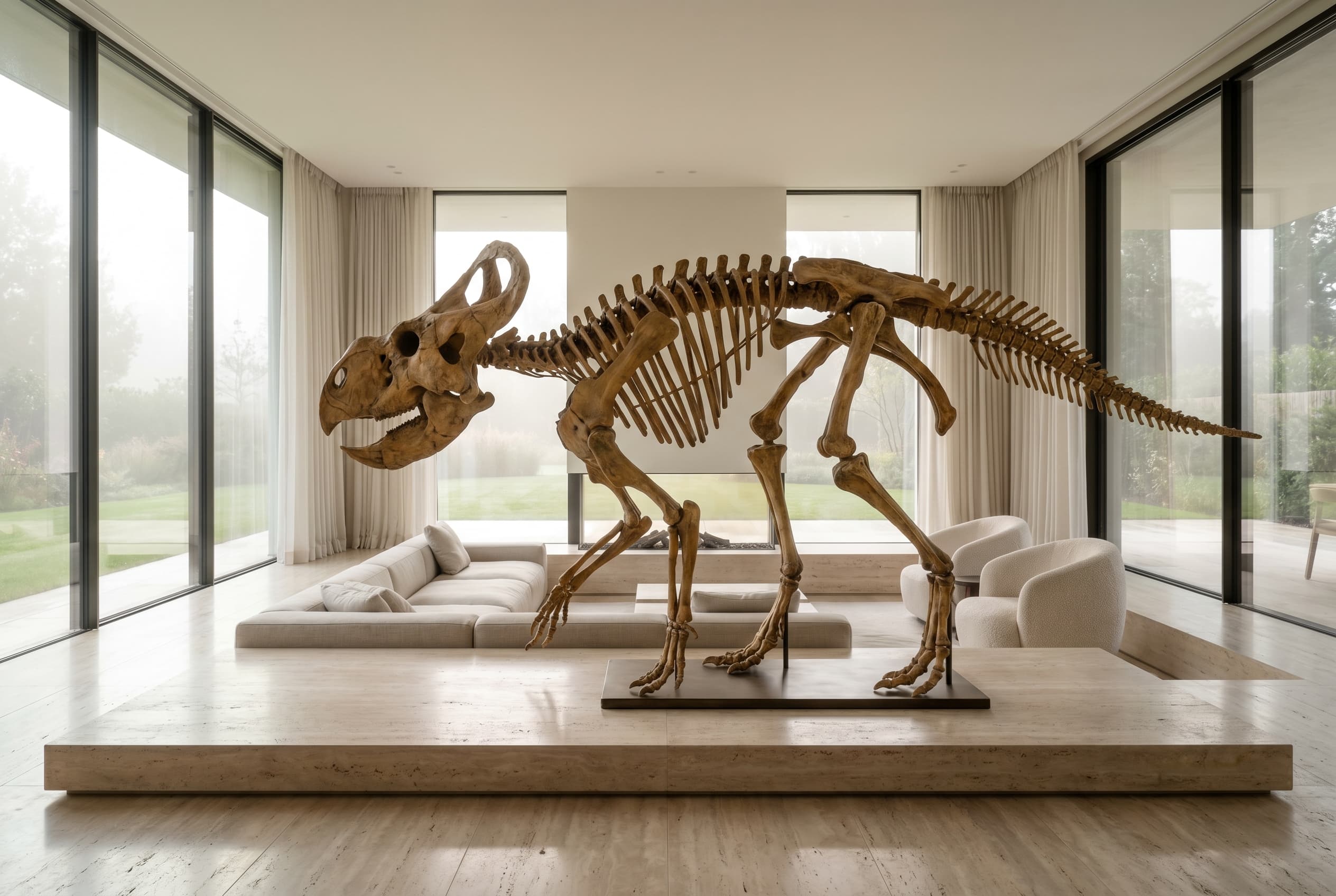 Protoceratops Full Skeleton — staged render in a staged setting