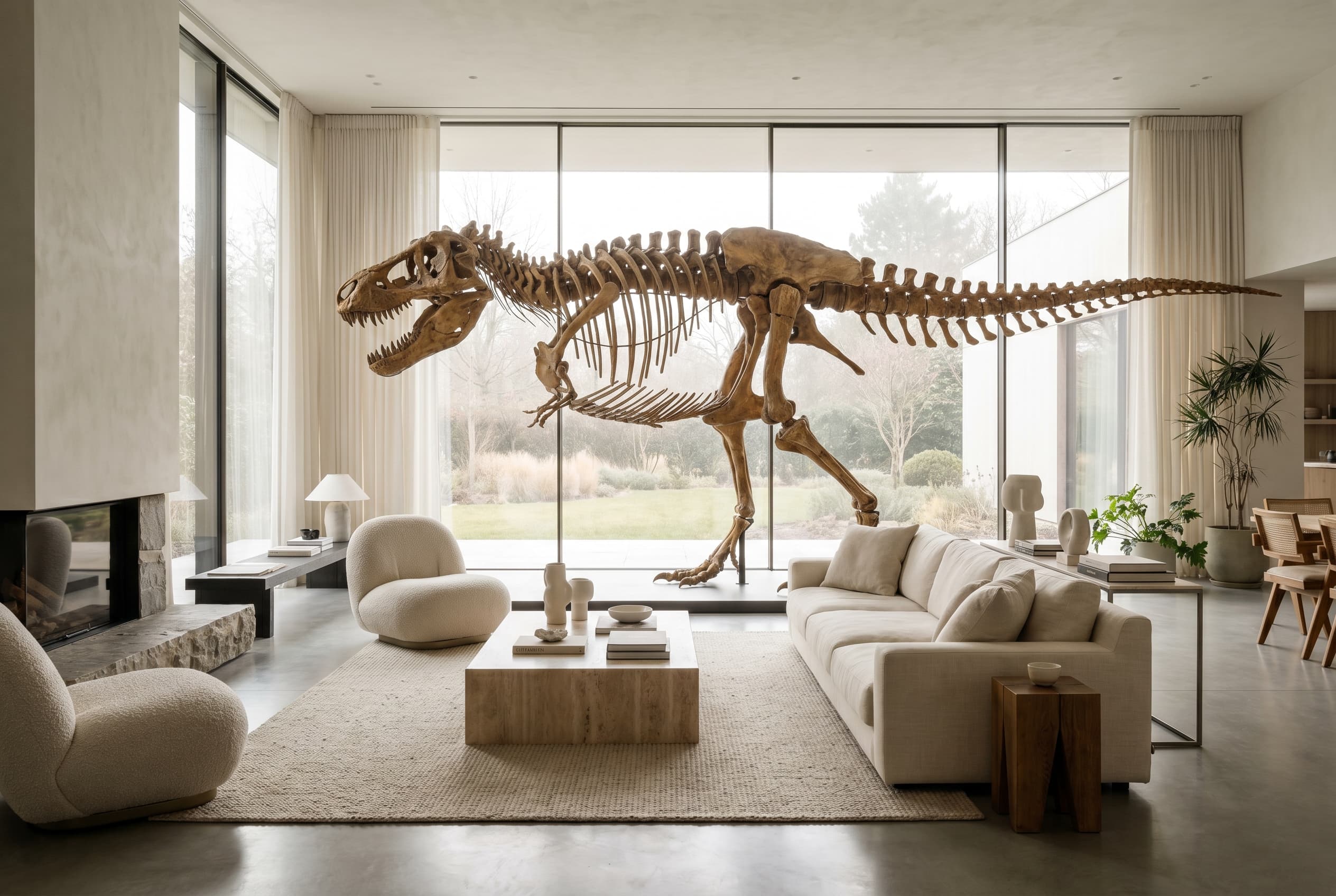 Tyrannosaurus rex Full Skeleton — staged render in a staged setting
