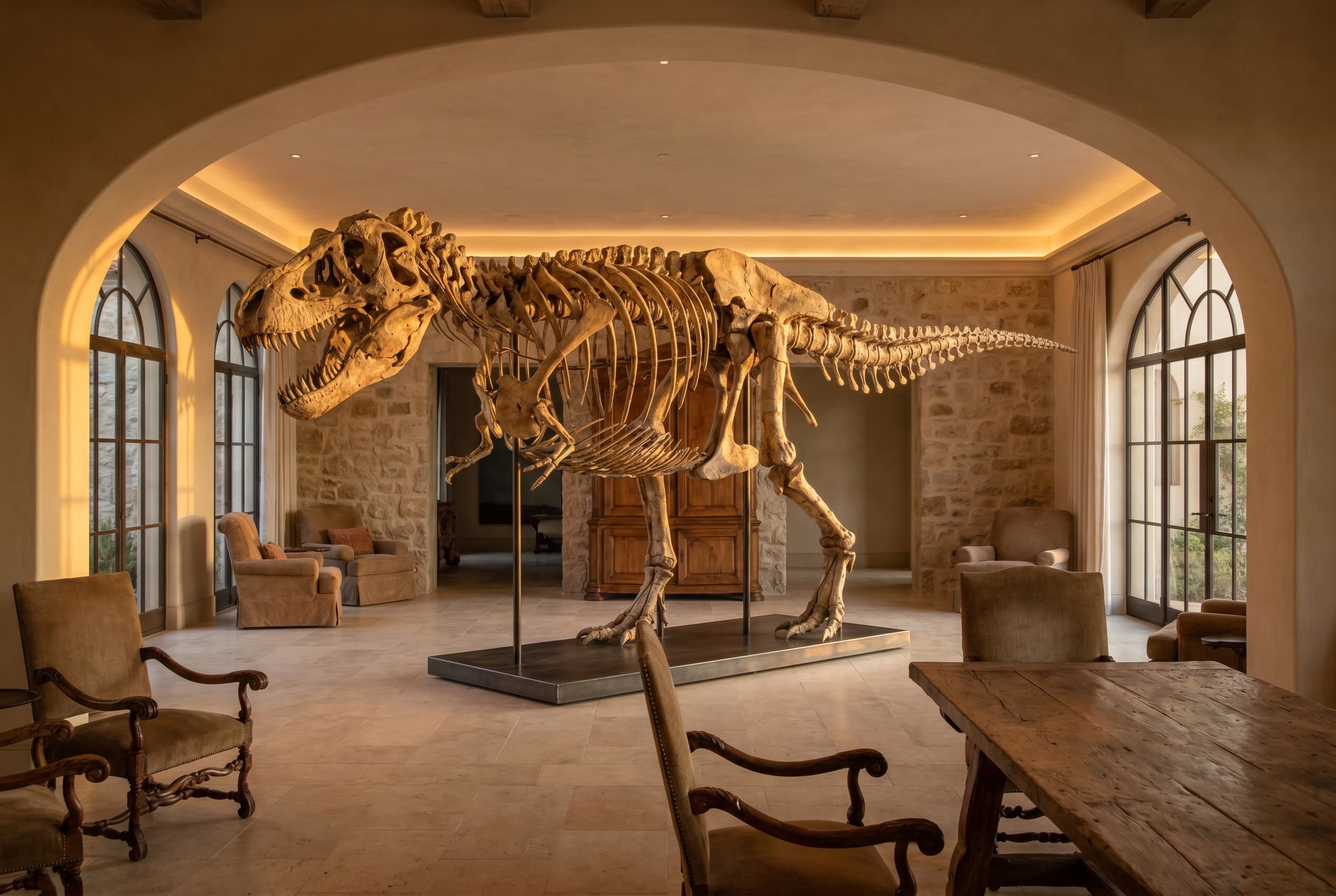 Tyrannosaurus rex Full Skeleton — staged render in a staged setting