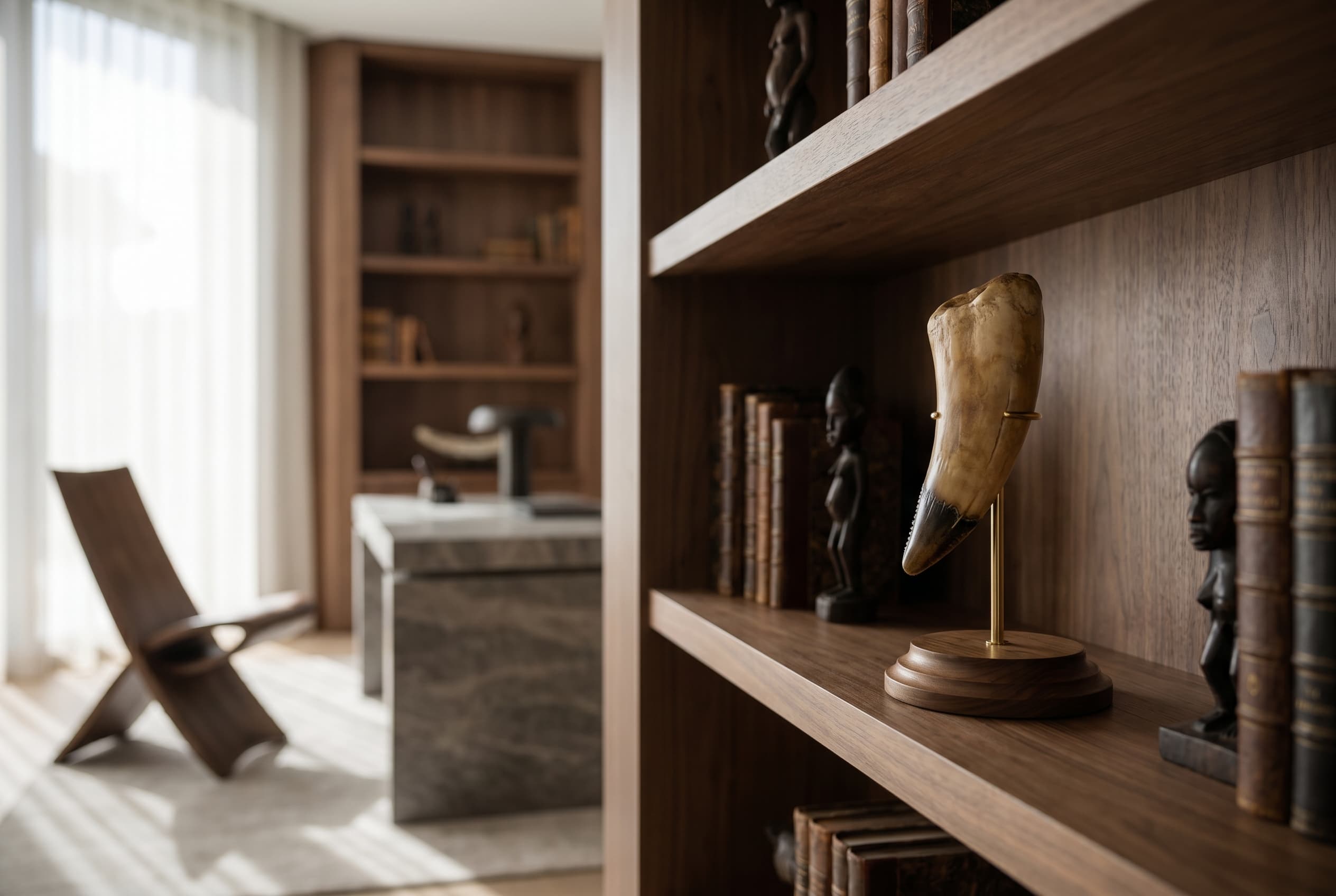 Tyrannosaurus rex Tooth — staged render in a staged setting