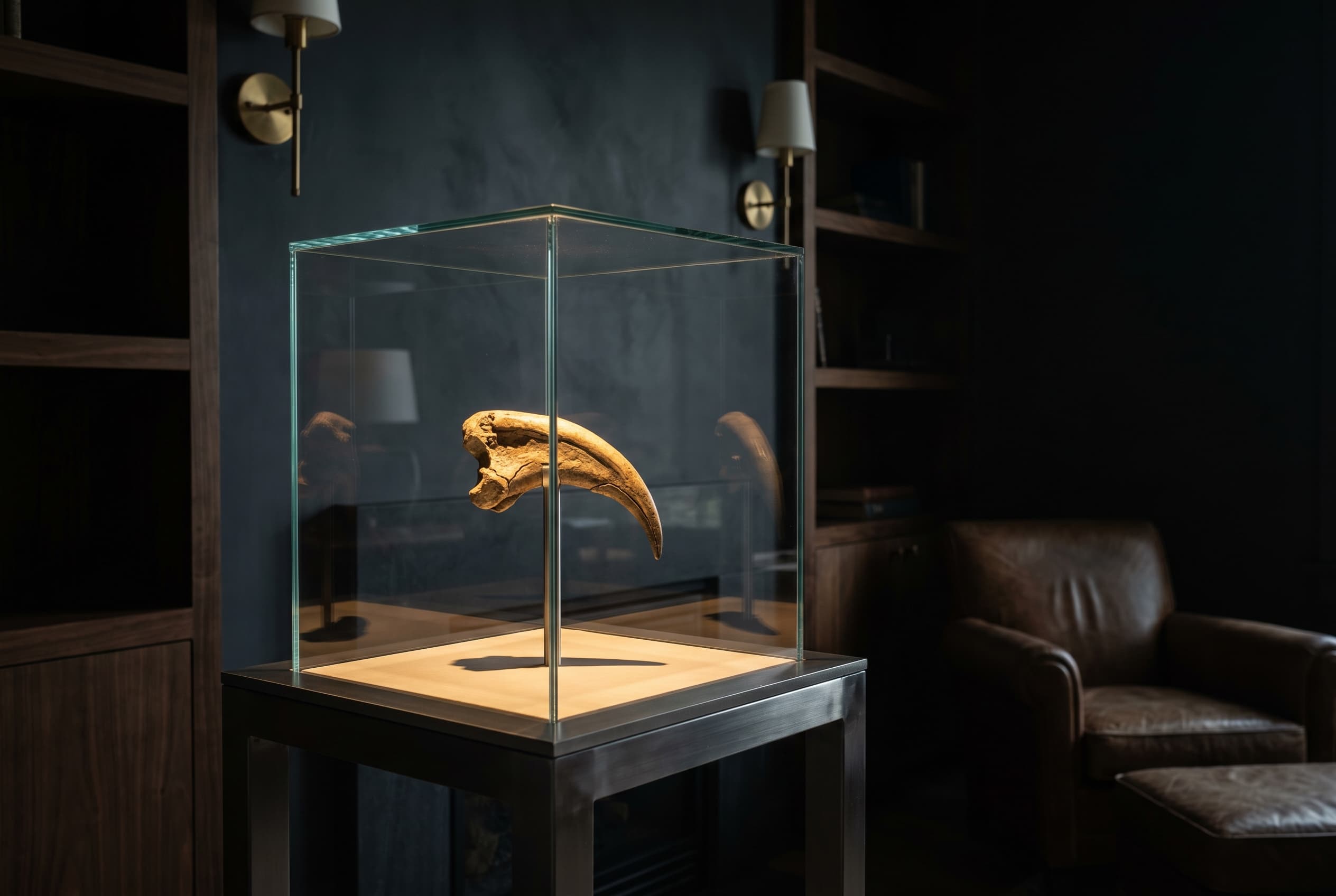 Velociraptor Claw — staged render in a staged setting